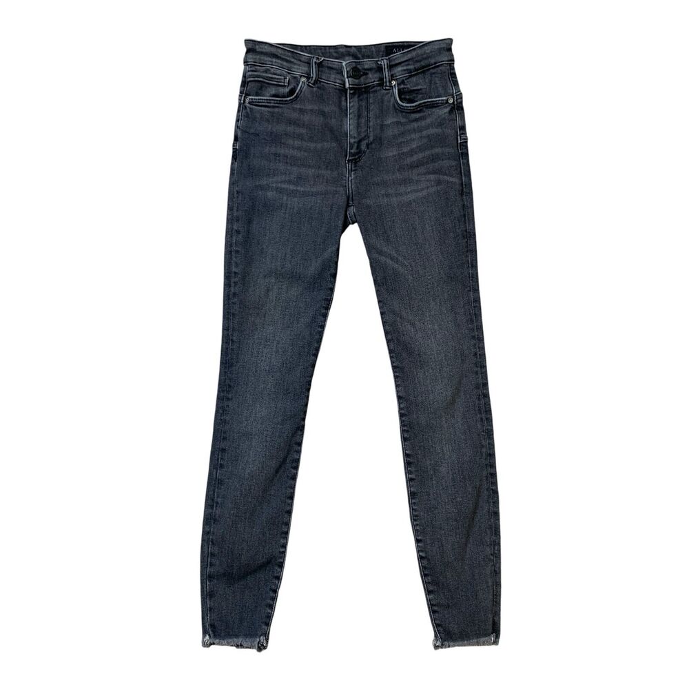 Allsaints Jeans Womens 24 Gray Denim Miller Push Up Super Skinny Stretch Raw Hem